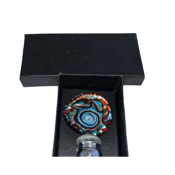 Handcrafted Vibrant Swirl Glass Wine Bottle Stopper With Gift Box – Great For Wi - Picture 2 of 4